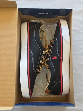 Polo by Ralph Lauren Black Canvas Sneakers with Red Trim